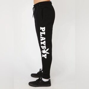 PLAYBOY Black Sweatpants with White Logo